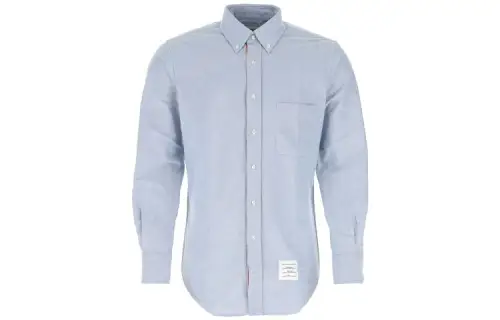 THOM BROWNE Tom Brown Mixed Color Cotton Long Sleeve Shirt Spring and Autumn Men's Light Blue