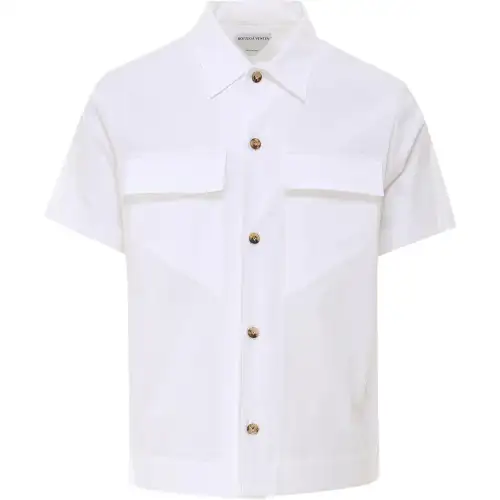 Bottega Veneta Shirts Men's White Pointed Collar Moderate Shirt