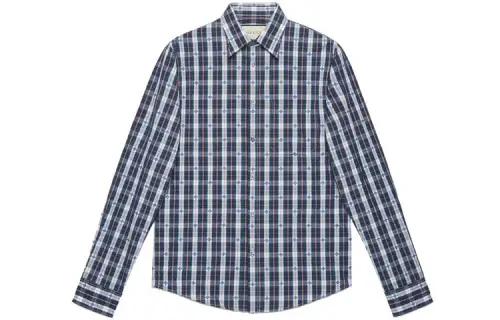 GUCCI Shirts Men's Blue Polo Collar Moderate Shirt