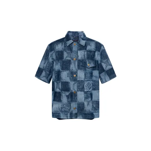 LOUIS VUITTON New Quarterly Products Of LV Shirts Men's Lapel Moderate Denim