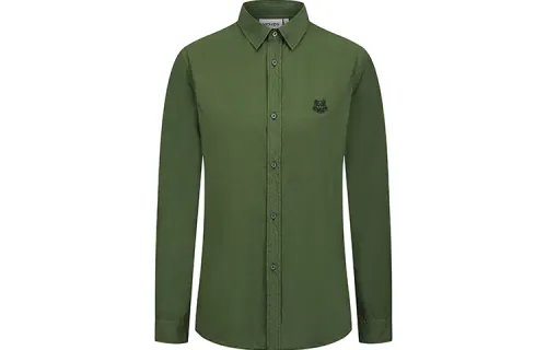 KENZO Shirts Men's Army Green Crew Neck Moderate Other