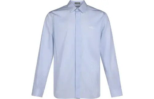 DIOR Quarterly New Products Shirts Men's Blue With White Lettering Lapel Moderate Shirt