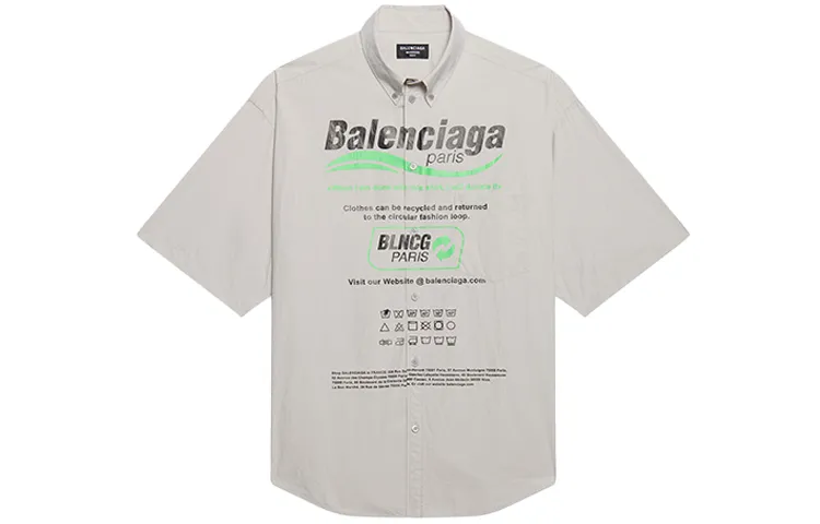 Balenciaga Shirts Men's Gray Lapel Moderate Straight Fit