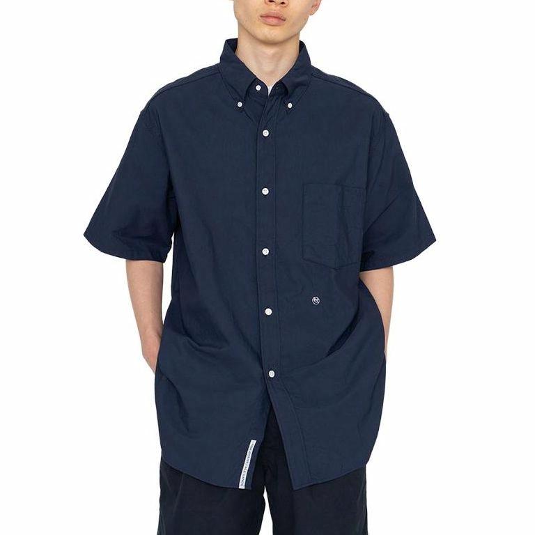 Мужская рубашка nanamica SS23 Button Down Wind Shirt (синяя) — Синий — фото 3
