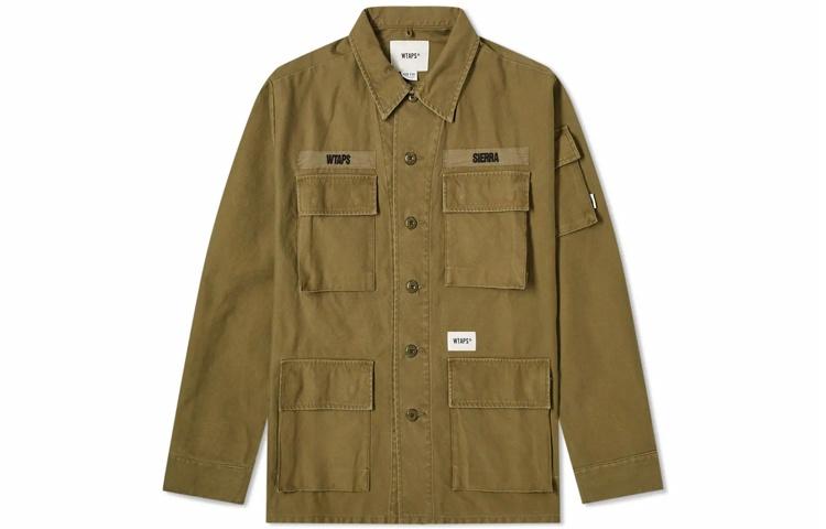 Рубашка WTAPS Jungle Ls 01 / Shirt. Cotton. Satin (оливкового цвета)