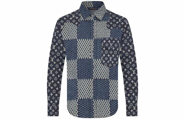 Мужские рубашки Louis Vuitton Logo (синие)