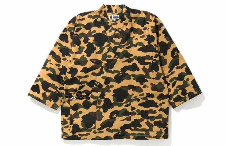 Мужская рубашка A BATHING APE 1ST Camo Kimono Shirt (желтый камуфляж)