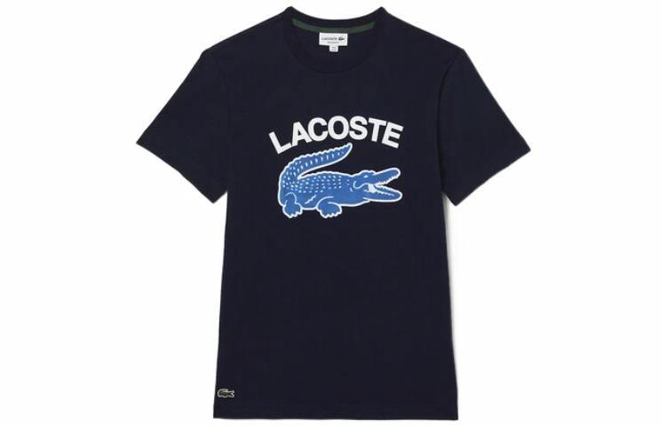 Мужская футболка LACOSTE с принтом (темно-синяя)