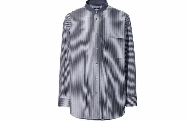 Мужская рубашка UNIQLO Jil Sander (темно-синяя в полоску) — фото 1