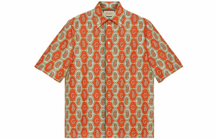 Мужская рубашка Gucci Logo (ярко-оранжевая)