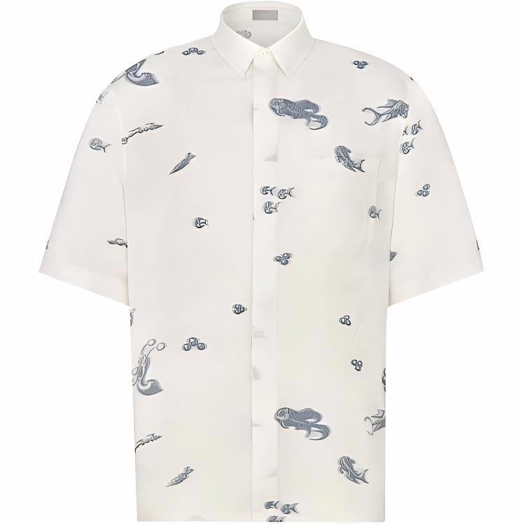Мужская рубашка Dior x Kenny Scharf SS21 (белая)