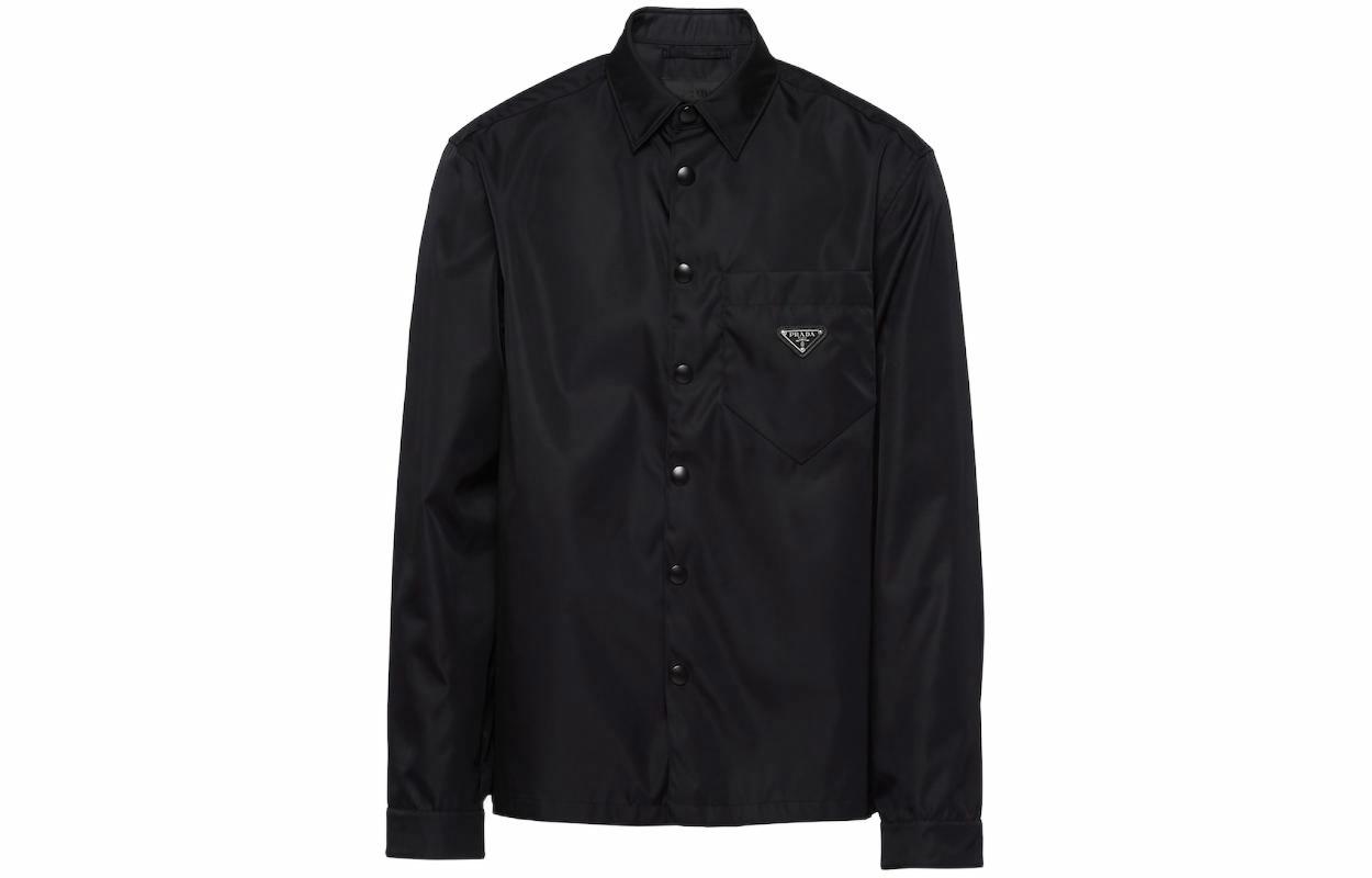 Мужская рубашка Prada Re-Nylon SS21 (черная)