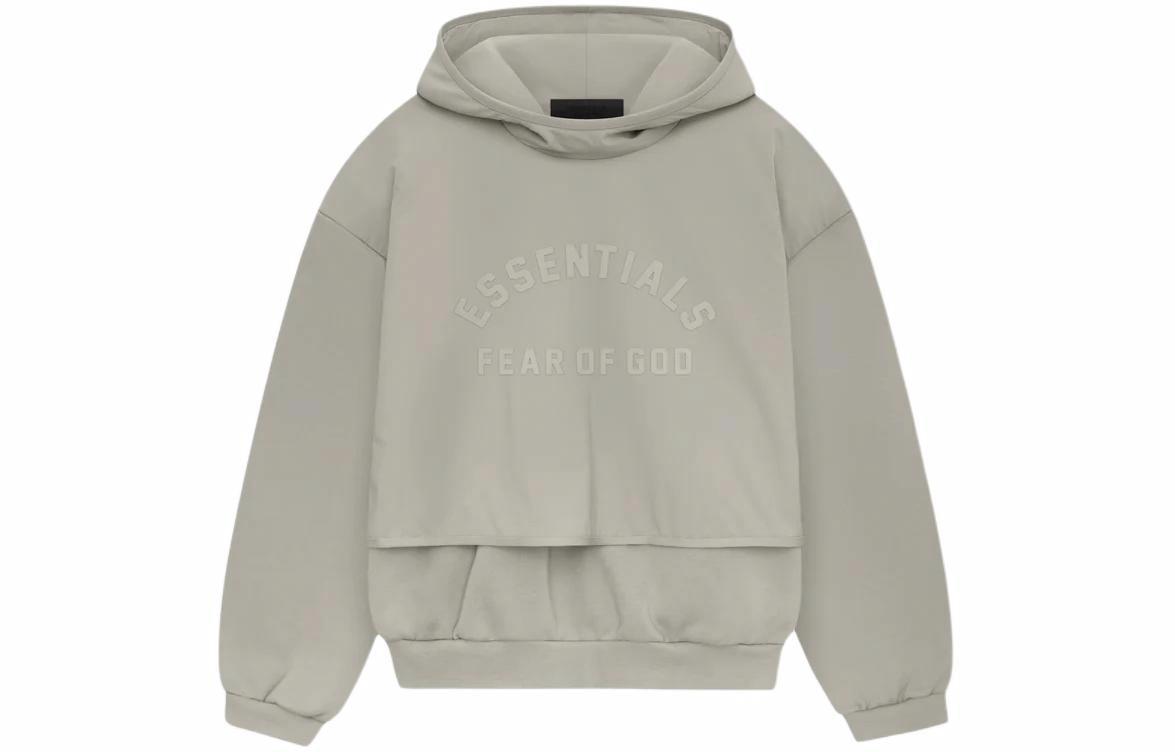 Мужское худи Fear of God Essentials Nylon Fleece Hooded Sweater (серое)