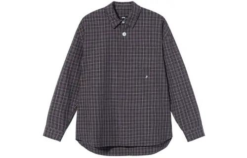 Stussy Shirts Men's Purple Gray Polo Collar Moderate Shirt