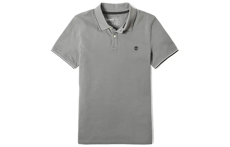 Timberland Polo Shirts Men's Stone Gray Polo Collar Moderate Straight Fit