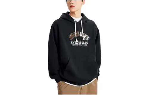 ANTA Life Collection Sweatshirts Unisex Black Hooded Moderate Regular
