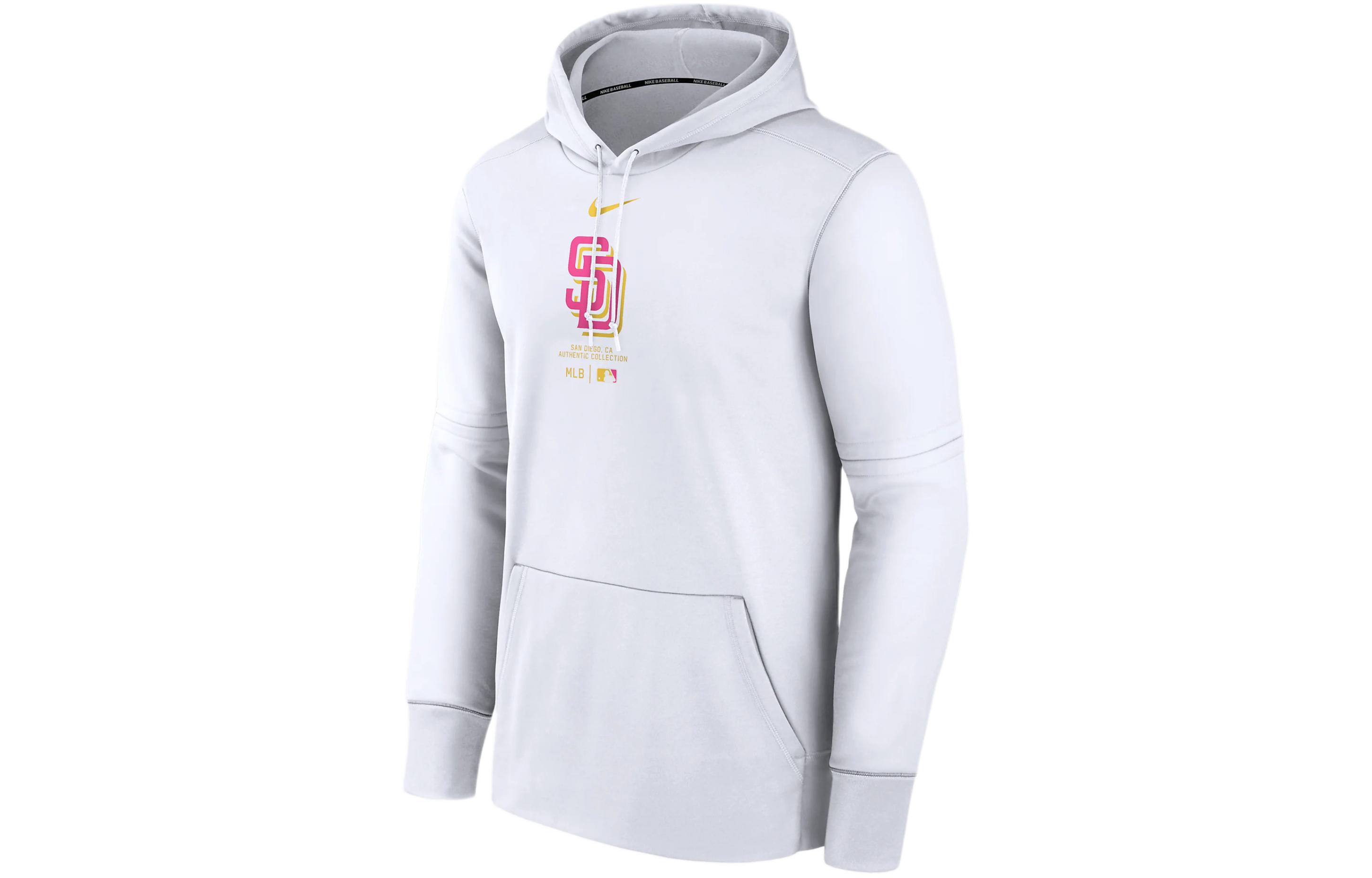 Nike San Diego Padres City Connect Practice Letter Print Graphic Fleece Lined Hooded Sweatshirt Men's White