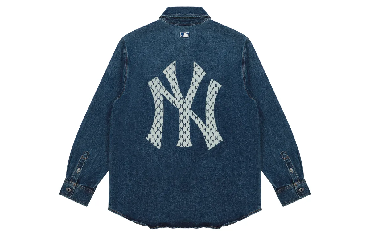MLB Old Flower Shirts Unisex Blue Lapel Moderate Other