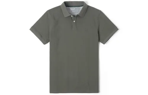 Timberland Polo Shirts Men's Army Green Polo Collar Moderate Straight Fit