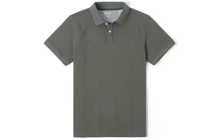 Timberland Polo Shirts Men's Army Green Polo Collar Moderate Straight Fit
