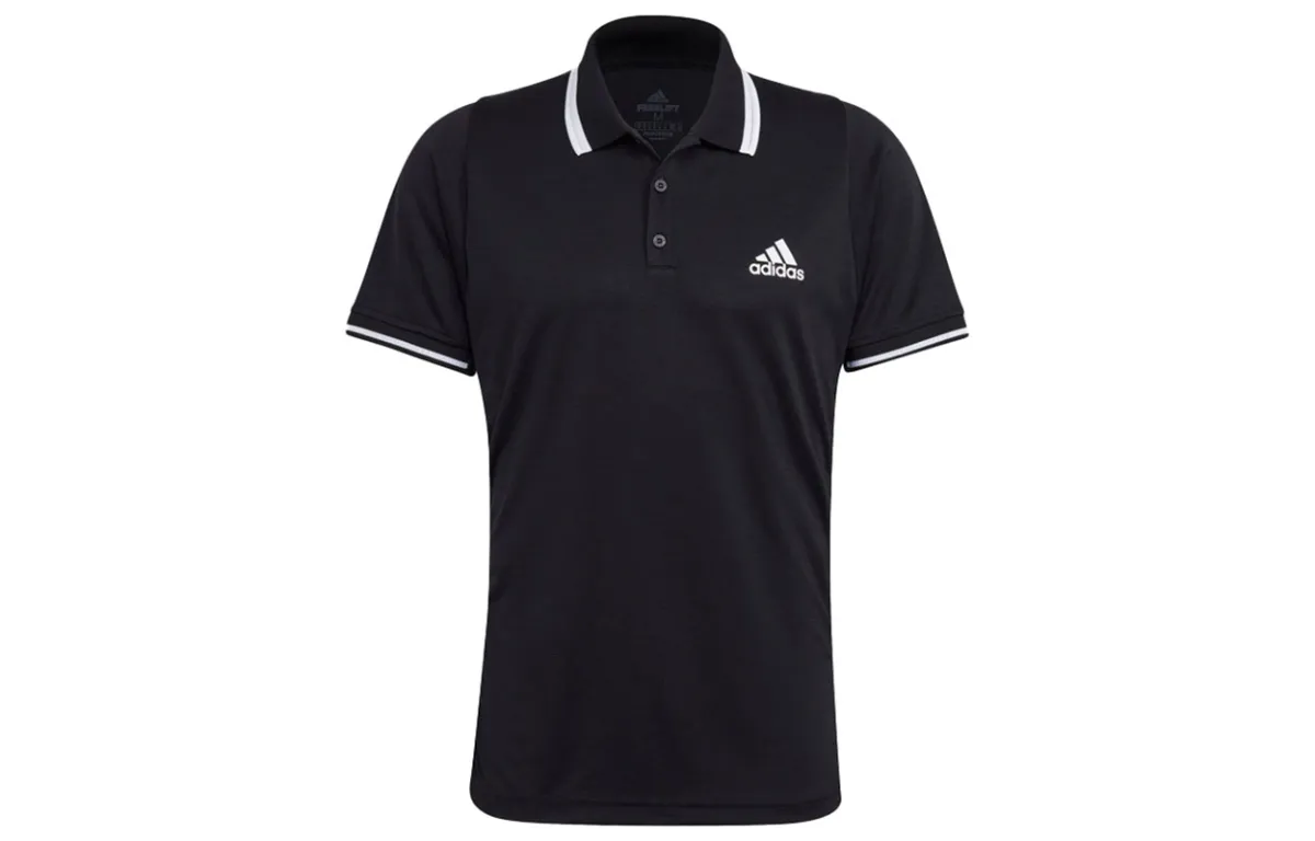 Adidas Polo Shirts Men's Black Polo Collar Moderate Straight Fit