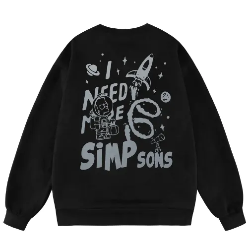The Simpsons Cartoon space spaceship, astronaut, long-sleeve, sweatshirt for men and women, print, oversize