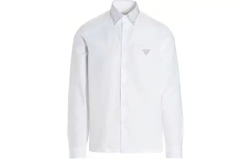 PRADA Shirts Men's White Pointed Collar Moderate Other