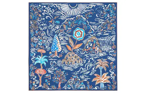 HERMES Scarves Women's Marine Blue/Brown/White