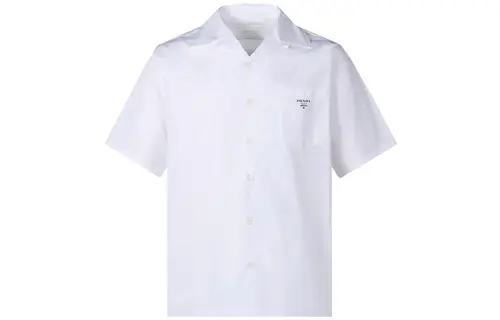 PRADA Shirts Men's White Cuban Collar Moderate Other