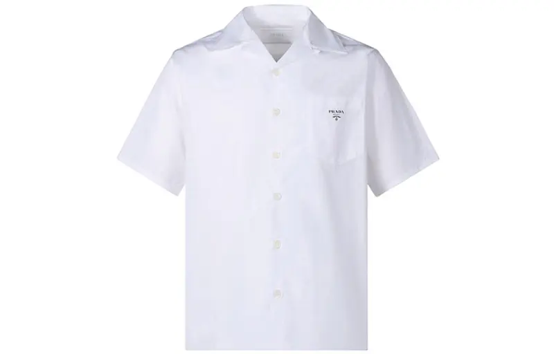 PRADA Shirts Men's White Cuban Collar Moderate Other