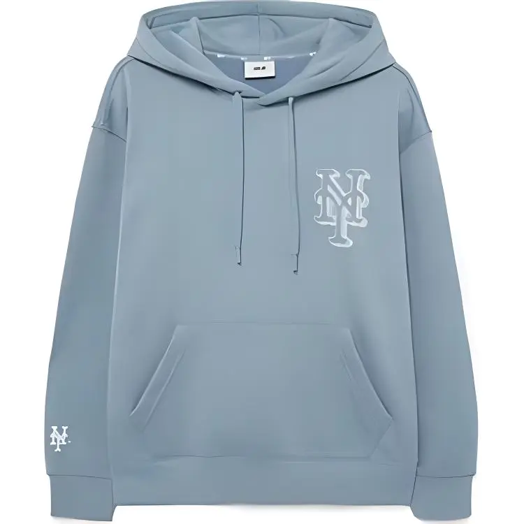 MLB New York Mets Sweatshirts Unisex Blue Hooded Moderate Cardigan
