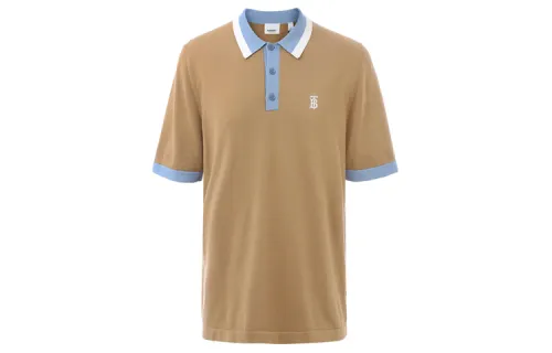 Burberry Polo Shirts Men's Khaki Polo Collar Moderate Straight Fit