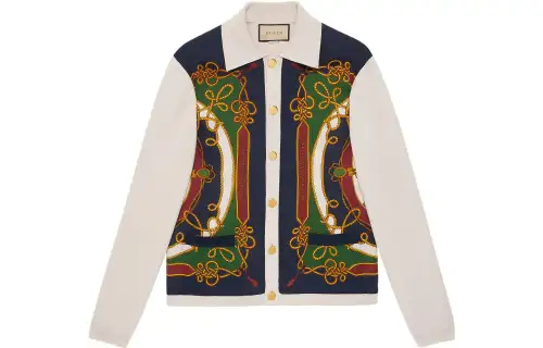 GUCCI Shirts Men's Ivory White Lapel Moderate