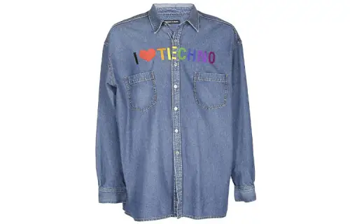 Balenciaga Shirts Men's Blue Lapel Moderate Shirt