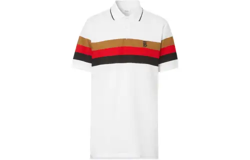 Burberry Polo Shirts Men's White Polo Collar Moderate Straight Fit
