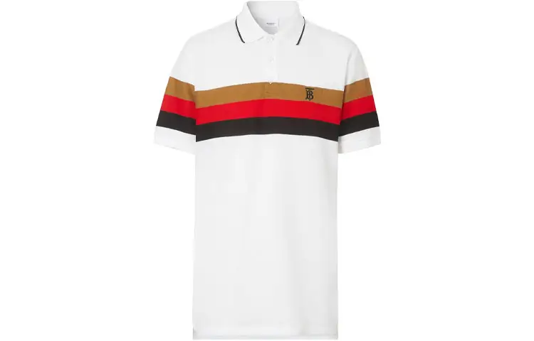 Burberry Polo Shirts Men's White Polo Collar Moderate Straight Fit