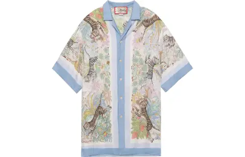 GUCCI SS22 Shirt Men's Ivory Blue