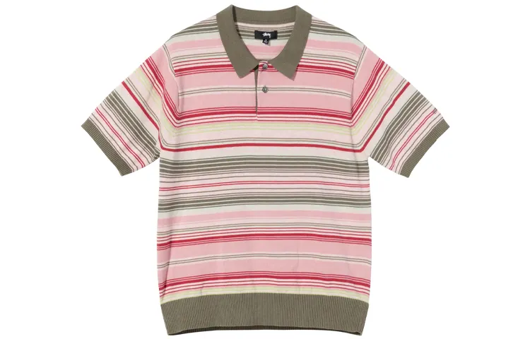 Stussy Polo Shirts Unisex Pink Moderate Straight Fit
