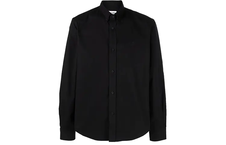 KENZO Shirts Men's Black Lapel Moderate Shirt