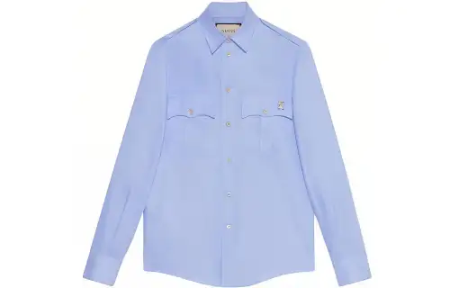 GUCCI Shirts Men's Blue Pointed Collar Moderate Other