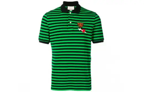 GUCCI Polo Shirts Men's Green Polo Collar Moderate Straight Fit