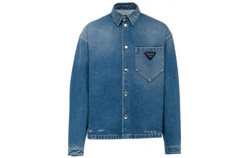 PRADA Shirts Men's Blue Lapel Moderate Denim