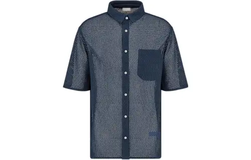 DIOR Quarterly New Products Shirts Men's Blue Lapel Moderate Straight Fit