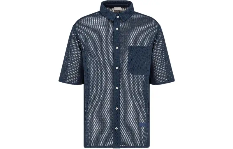 DIOR Quarterly New Products Shirts Men's Blue Lapel Moderate Straight Fit