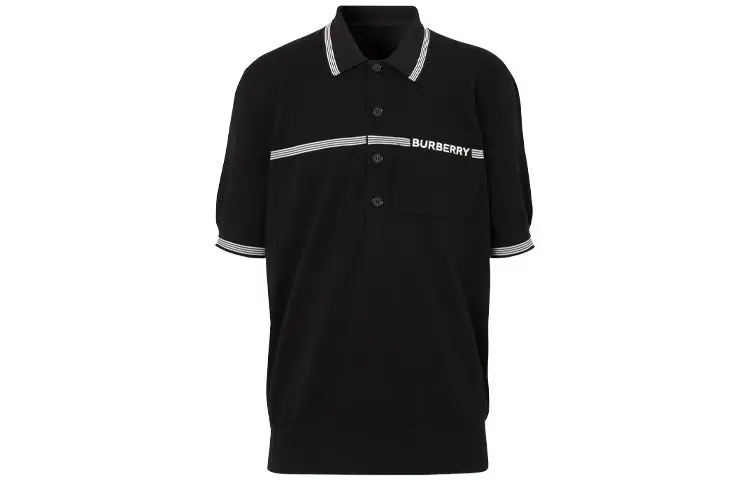 Burberry Polo Shirts Men's Black Polo Collar Moderate Straight Fit
