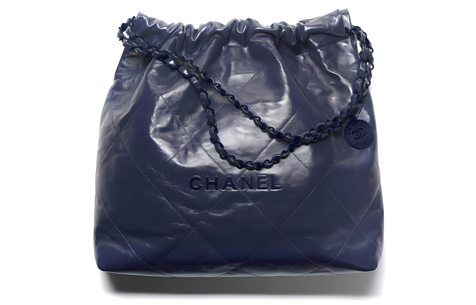 CHANEL 22K Fall Winter 22Bag Calfskin Tote Bag, Shopping Bag, Handbag, Shoulder Bag Medium Women's Dark Blue