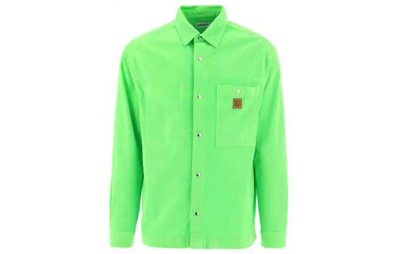 KENZO Shirts Men's Green Lapel Moderate Shirt