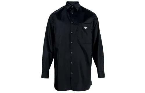 PRADA Shirts Men's Black Lapel Moderate Shirt