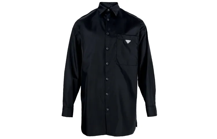 PRADA Shirts Men's Black Lapel Moderate Shirt