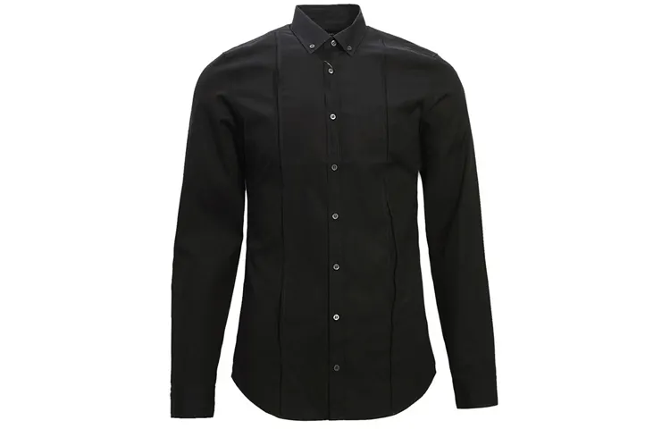 GUCCI Shirts Men's Black Pointed Collar Moderate Shirt